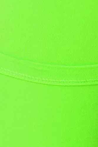 Leggings Depot Women's 3" Waistband Yoga High Waisted Solid Leggings Pants (Full Length, Neon Green, Plus Size) | High-Rise, Breathable & Comfortable thumbnail 5