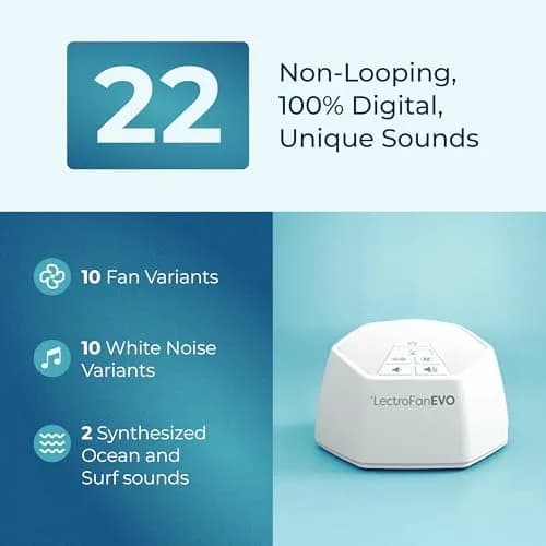 LectroFan EVO Sound Machine White | 22 Non-Looping Sounds, 120cm (4.7in) Compact Design thumbnail 3