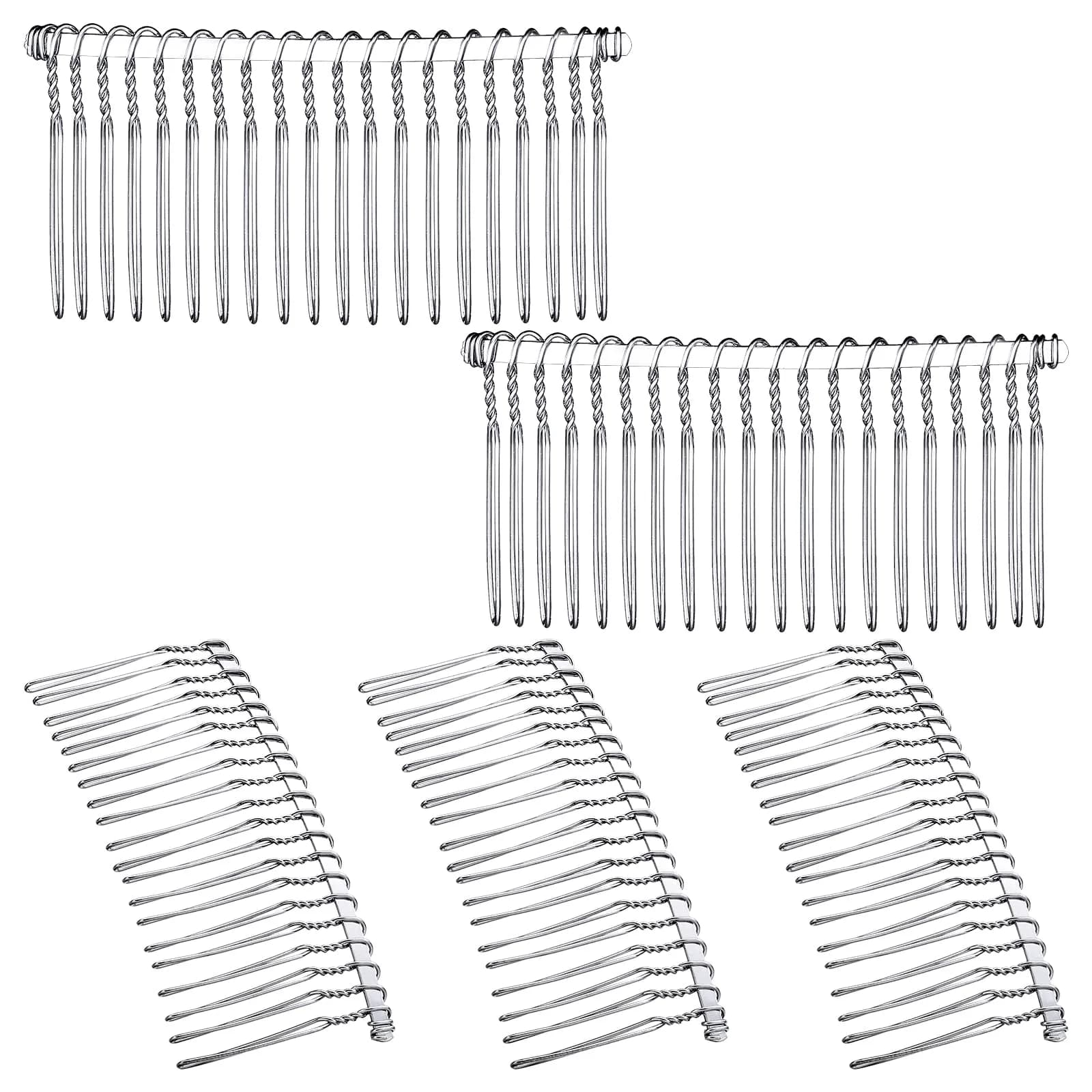 Hicarer Metal Hair Comb for Veil, 5 Pcs, White | 20 Teeth, Rust-Resistant, Secure Hold