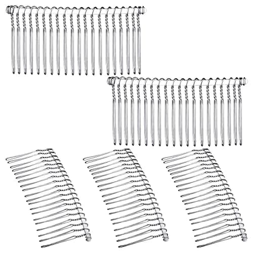 Hicarer Metal Hair Comb for Veil, 5 Pcs, White | 20 Teeth, Rust-Resistant, Secure Hold thumbnail 1