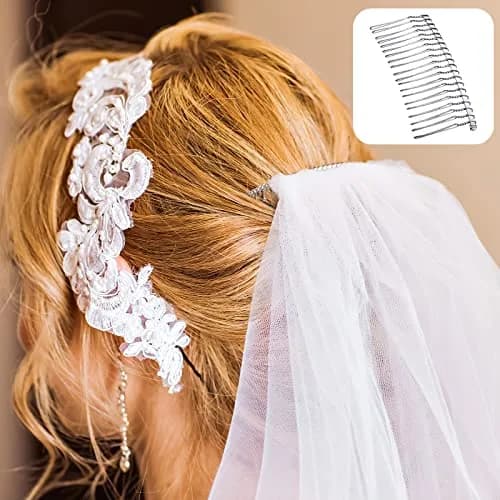Hicarer Metal Hair Comb for Veil, 5 Pcs, White | 20 Teeth, Rust-Resistant, Secure Hold thumbnail 4