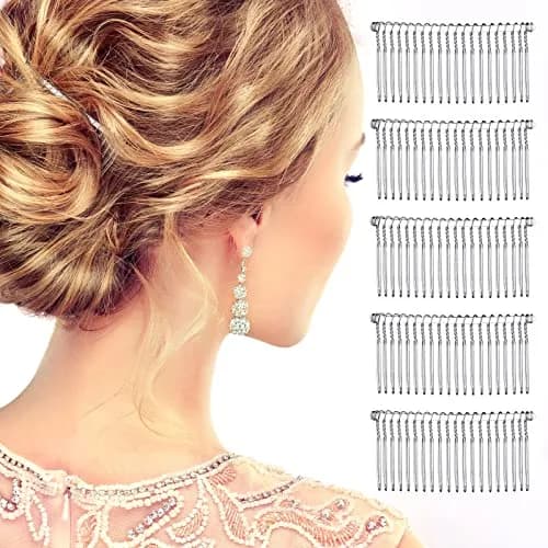 Hicarer Metal Hair Comb for Veil, 5 Pcs, White | 20 Teeth, Rust-Resistant, Secure Hold thumbnail 5