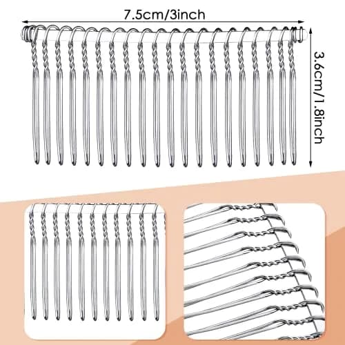 Hicarer Metal Hair Comb for Veil, 5 Pcs, White | 20 Teeth, Rust-Resistant, Secure Hold thumbnail 2