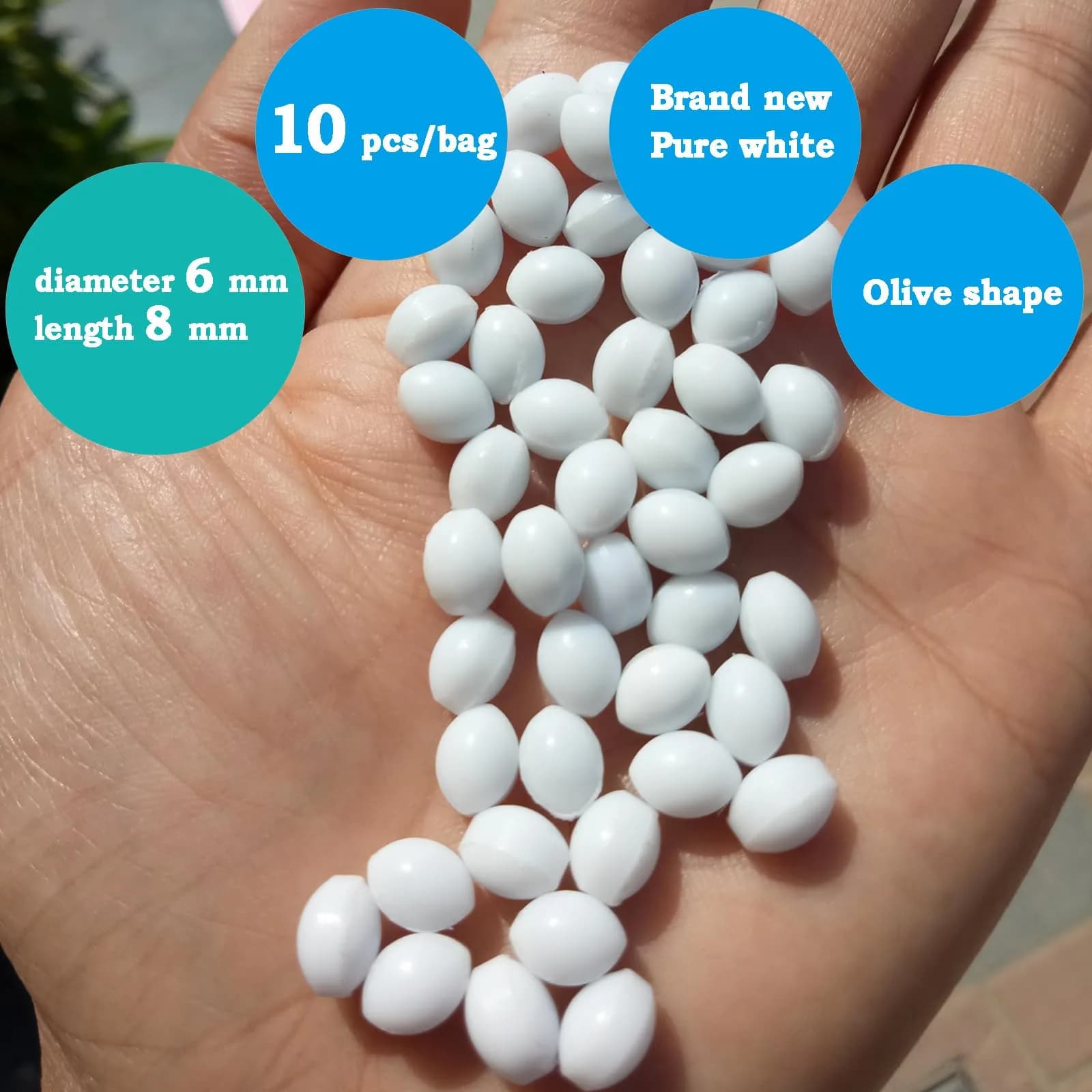 BBTCTY PTFE Olive Shape Magnetic Stirrer Mixer Stir Bars, 6x8mm, Pack of 10 - view 3