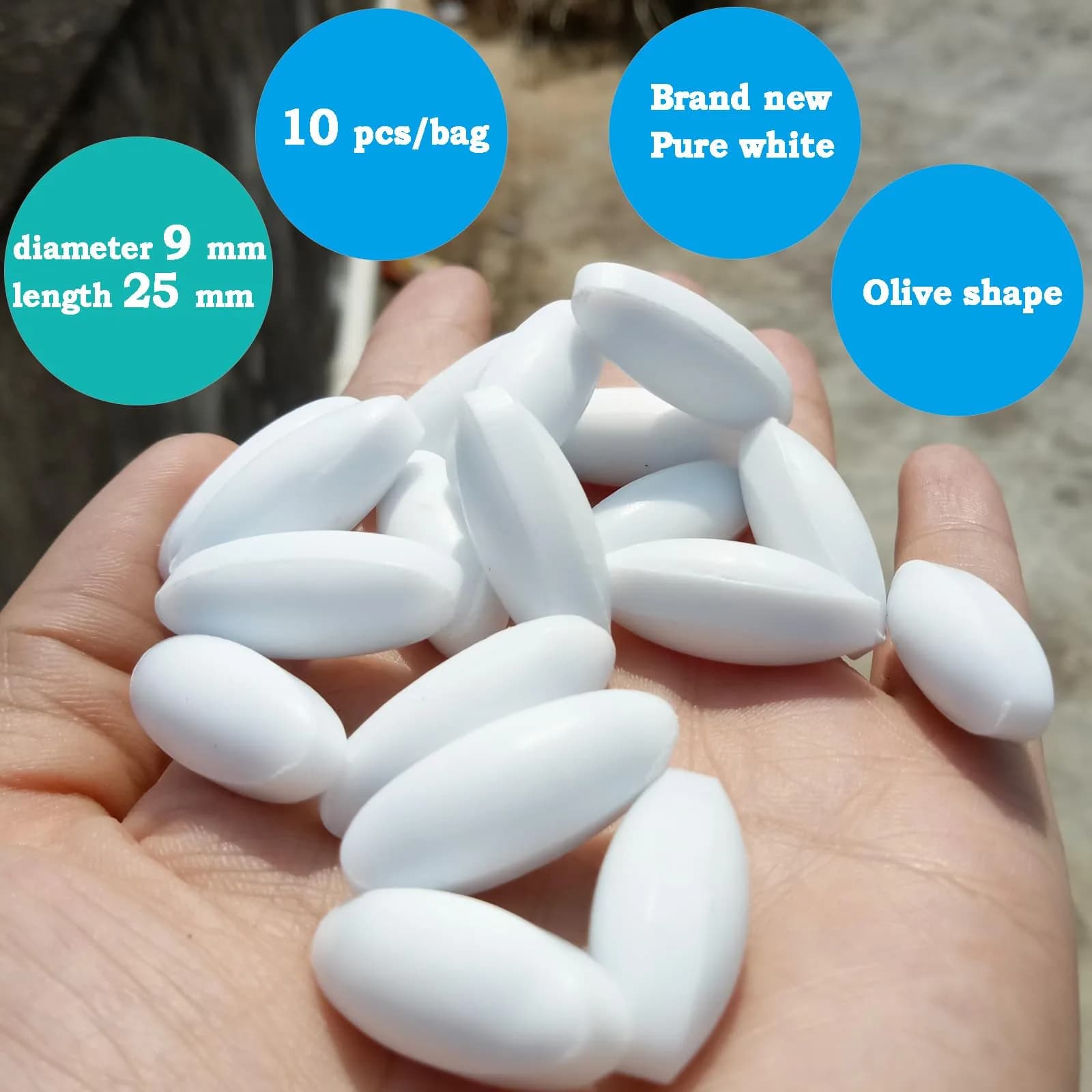 BBTCTY PTFE Magnetic Stirrer Mixer Stir Bars Olive Shape 9mm x 25mm, Pack of 10 | Inert & Non-Toxic Lab Consumables - view 3