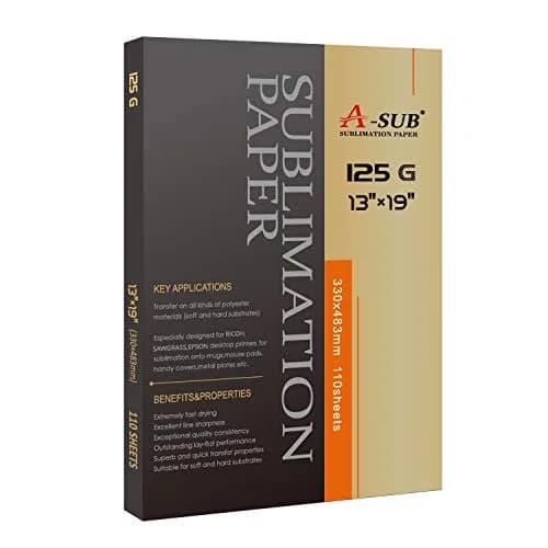 A-SUB Sublimation Paper 13x19 Inch (110 Sheets, 125g) | High Transfer Rate 98% for DIY Gifts thumbnail 1