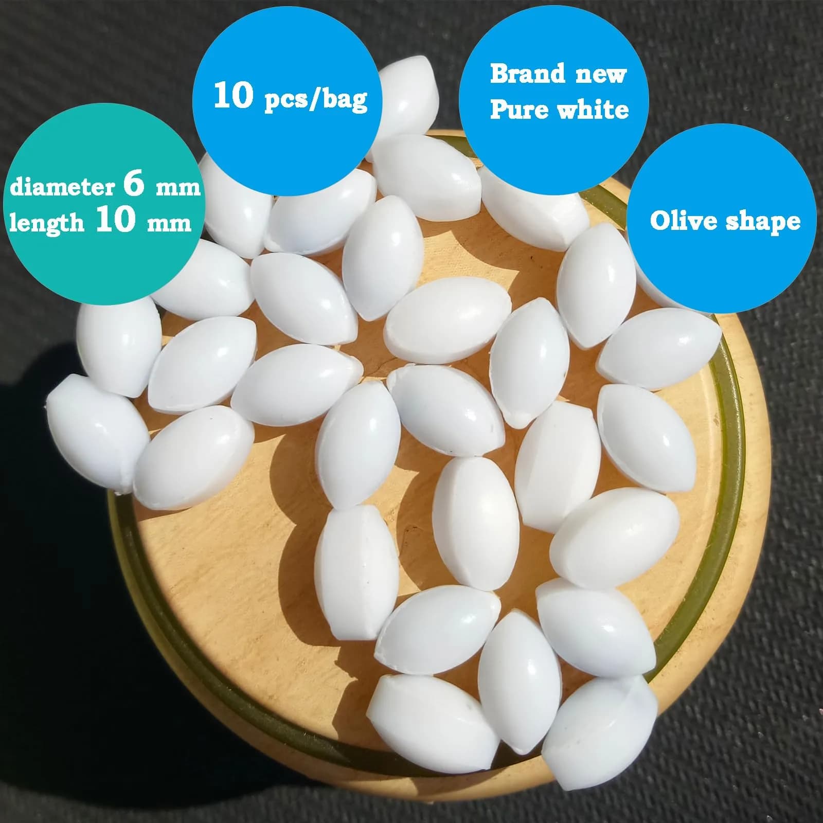 BBTCTY PTFE Magnetic Stirrer Mixer Stir Bars, Olive Shape 6mm x 10mm, Pack of 10 | Inert & Non-Toxic Lab Consumables - view 3
