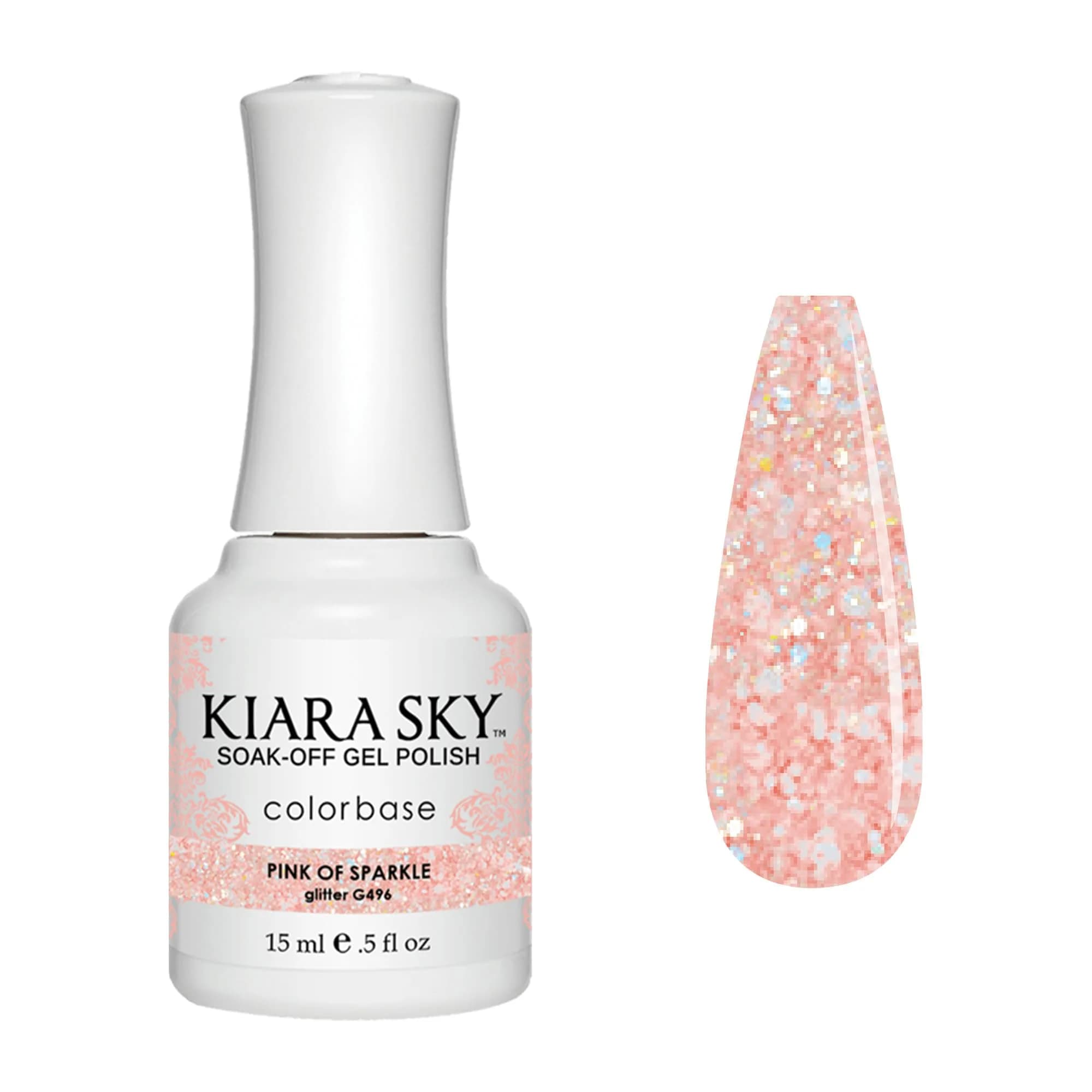 Kiara Sky Gel Polish, Pinking Of Sparkle, 15g | Long-lasting glitter gel for nails — Pinking Of Sparkle