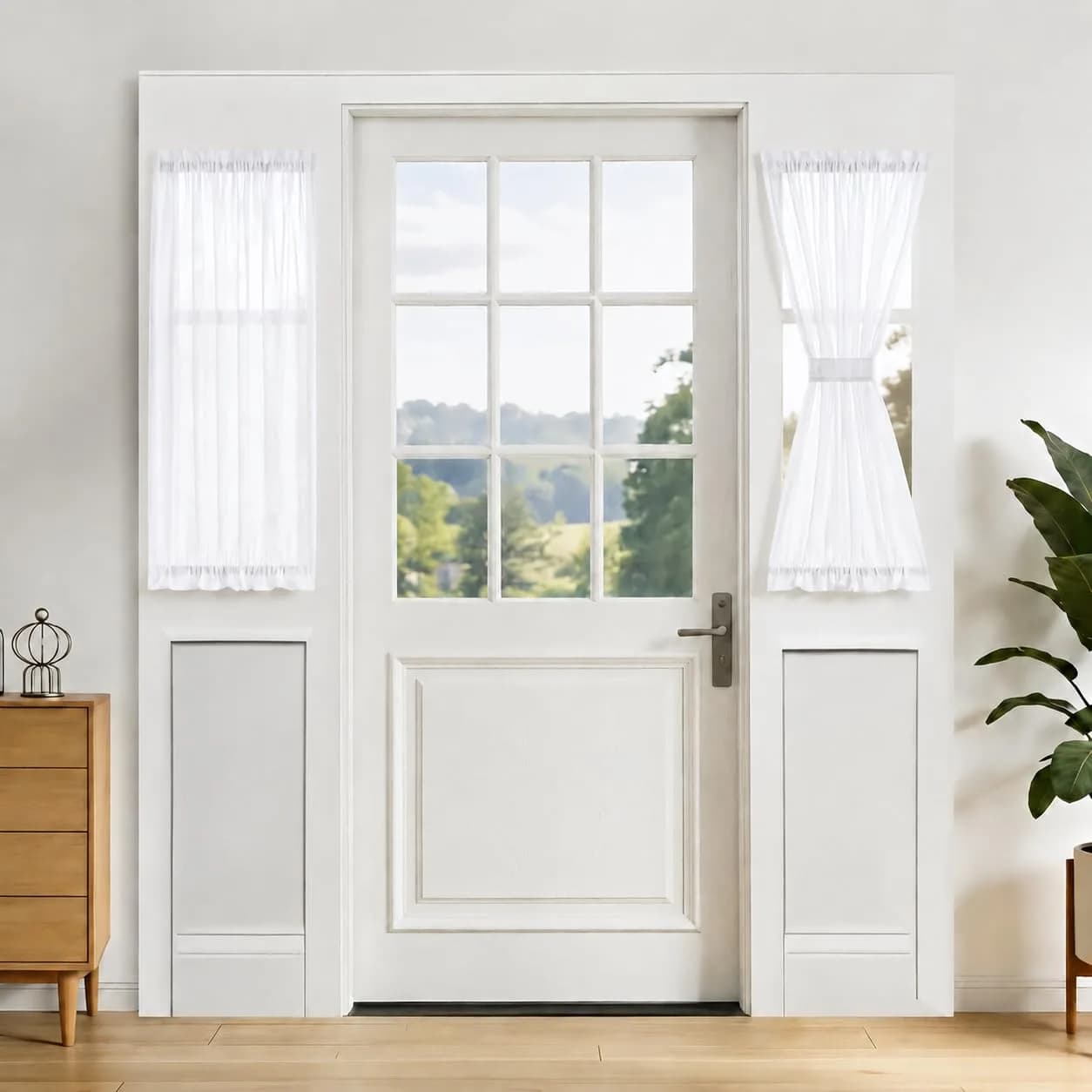 Aquazolax Sheer Door Curtains Light Filtering 25" x 40" | Elegant Privacy Sheer Voile Panel — Sheer| Pure White