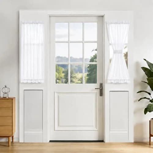 Aquazolax Sheer Door Curtains Light Filtering 25" x 40" | Elegant Privacy Sheer Voile Panel thumbnail 1