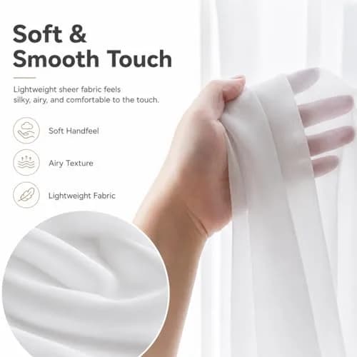 Aquazolax Sheer Door Curtains Light Filtering 25" x 40" | Elegant Privacy Sheer Voile Panel thumbnail 4
