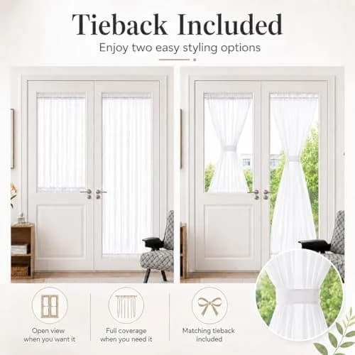 Aquazolax Sheer Door Curtains Light Filtering 25" x 40" | Elegant Privacy Sheer Voile Panel thumbnail 6