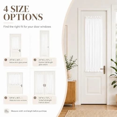Aquazolax Sheer Door Curtains Light Filtering 25" x 40" | Elegant Privacy Sheer Voile Panel thumbnail 7