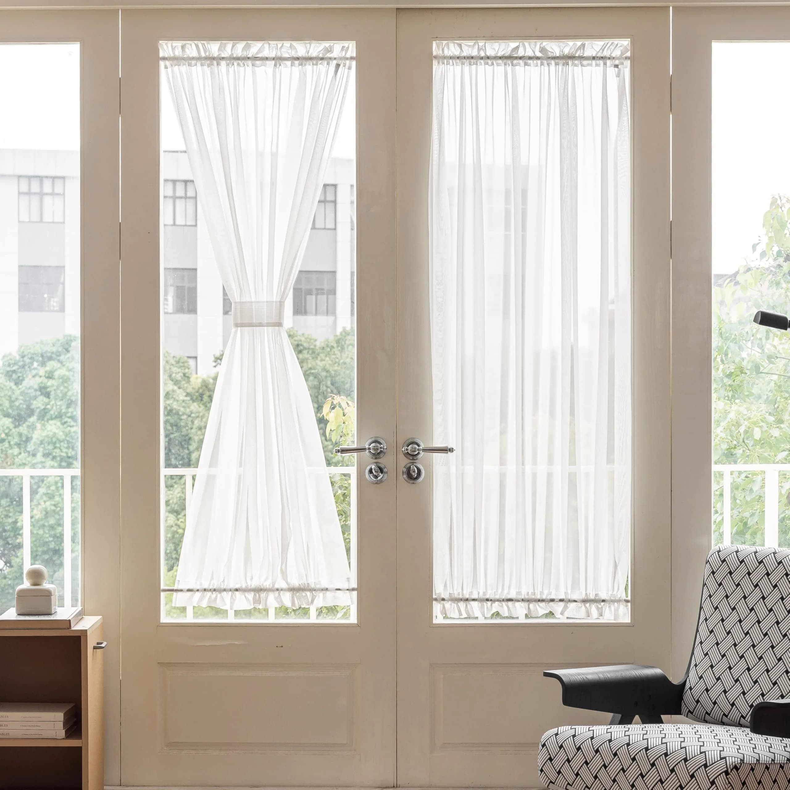 Aquazolax French Door Sheer Curtains Set of 2 | Light Filtering, Elegant & Durable (54x72 Inch)