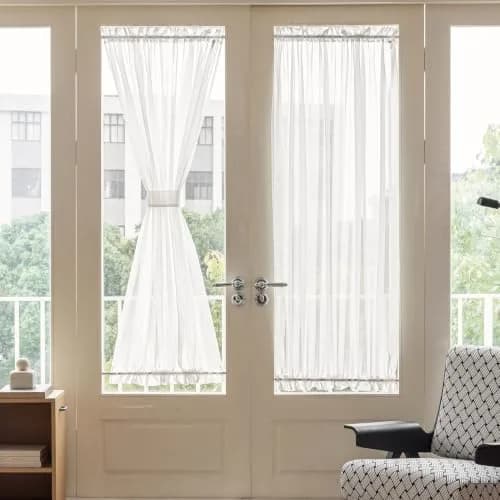 Aquazolax French Door Sheer Curtains Set of 2 | Light Filtering, Elegant & Durable (54x72 Inch) thumbnail 1