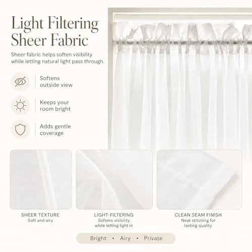 Aquazolax French Door Sheer Curtains Set of 2 | Light Filtering, Elegant & Durable (54x72 Inch) thumbnail 5