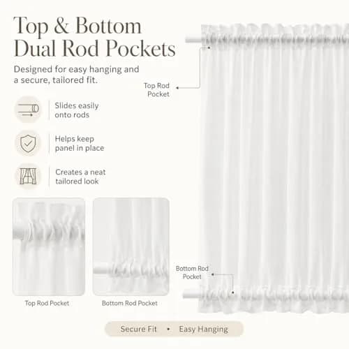 Aquazolax French Door Sheer Curtains Set of 2 | Light Filtering, Elegant & Durable (54x72 Inch) thumbnail 6