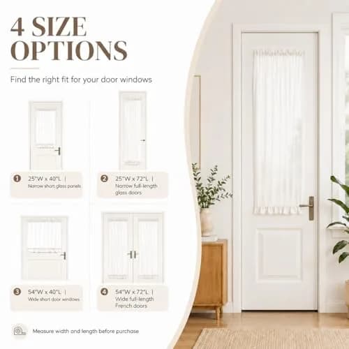 Aquazolax French Door Sheer Curtains Set of 2 | Light Filtering, Elegant & Durable (54x72 Inch) thumbnail 7