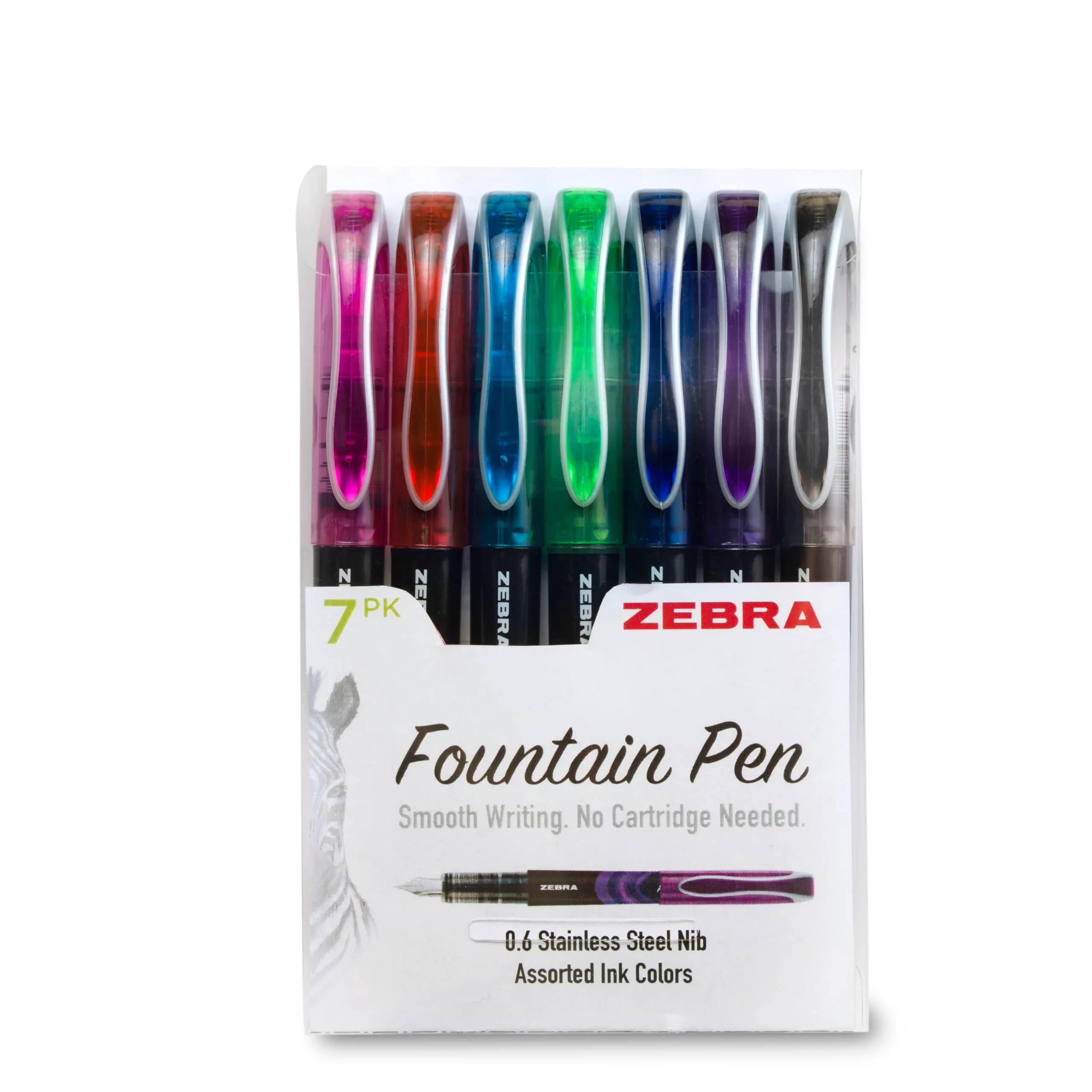 Zebra Pen Fountain Pen 2-Pack, Black Ink, 0.6mm Fine Point | Smooth Flow for Daily Writing — 7-Pack