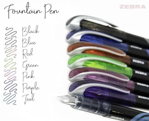 Zebra Pen Fountain Pen 7-Pack, 0.6mm Fine Point, Assorted Colors | Smooth Ink Flow for Journaling & Notes thumbnail 6