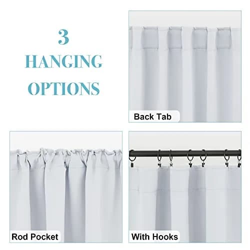 RYB HOME Short Blackout Curtains for Kitchen & Bathroom | 2 Panels, 42" W x 45" L, Greyish White thumbnail 5