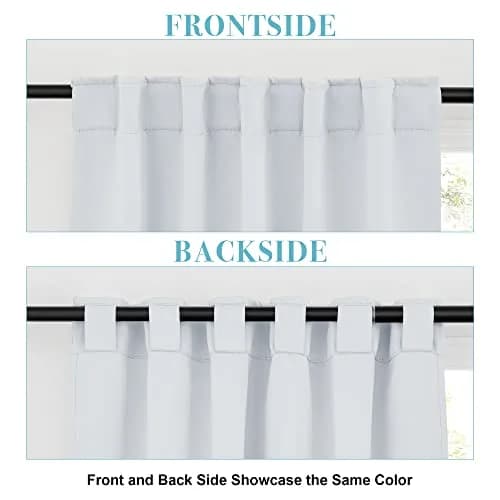 RYB HOME Short Blackout Curtains for Kitchen & Bathroom | 2 Panels, 42" W x 45" L, Greyish White thumbnail 2