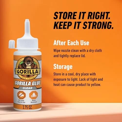 Gorilla Clear Glue, All Purpose, Polyurethane, 3.75 oz Bottle | Crystal Clear, Water-Resistant Bond (70-120 chars) thumbnail 6