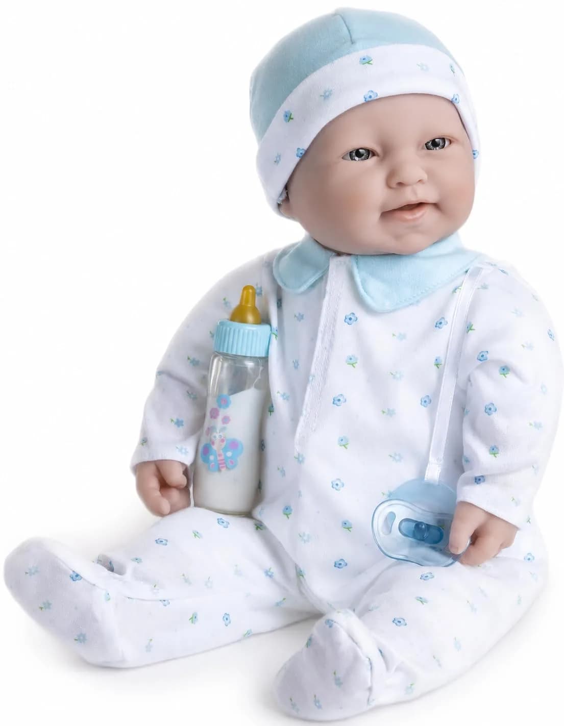 Berjusa La Baby 20-inch Soft Body Doll | JC Toys - Washable Caucasian Doll with Blue Outfit, Hat & Pacifier | Ages 2+ — 20"