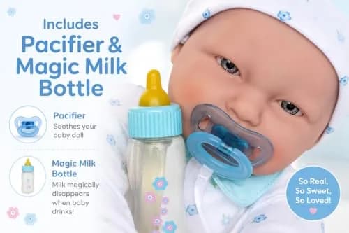 Berjusa La Baby 20-inch Soft Body Doll | JC Toys - Washable Caucasian Doll with Blue Outfit, Hat & Pacifier | Ages 2+ thumbnail 2