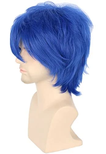 Topcosplay Anime Cosplay Wig Short Blue Layered Fluffy | Unisex Halloween Costume Accessory thumbnail 1