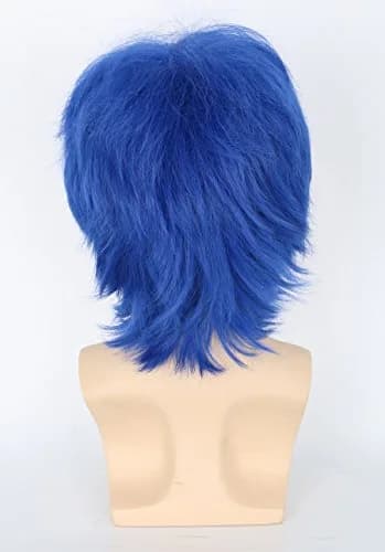 Topcosplay Anime Cosplay Wig Short Blue Layered Fluffy | Unisex Halloween Costume Accessory thumbnail 5