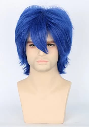 Topcosplay Anime Cosplay Wig Short Blue Layered Fluffy | Unisex Halloween Costume Accessory thumbnail 2