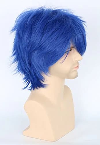 Topcosplay Anime Cosplay Wig Short Blue Layered Fluffy | Unisex Halloween Costume Accessory thumbnail 3