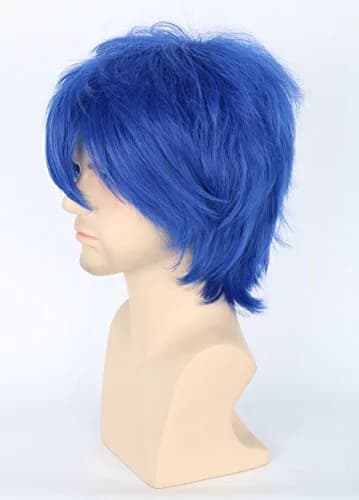 Topcosplay Anime Cosplay Wig Short Blue Layered Fluffy | Unisex Halloween Costume Accessory thumbnail 4