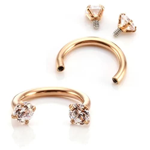 Jovivi 16G Horseshoe Nose Hoop Rings | Hypoallergenic Stainless Steel, 8mm Inner Diameter thumbnail 1