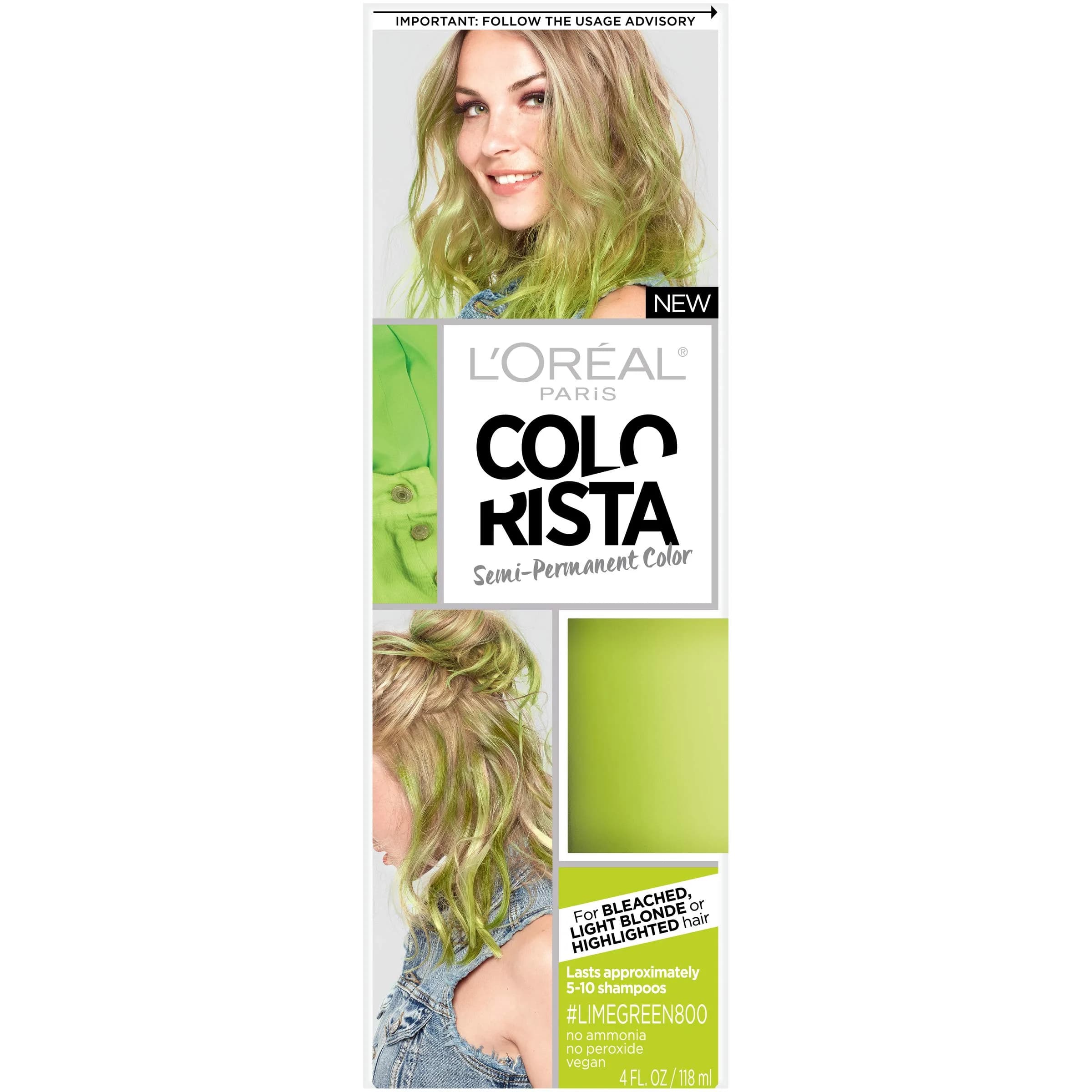 L'Oreal Paris Colorista Semi-Permanent Hair Color - Lime Green for Light Blonde or Bleached Hair - main product image