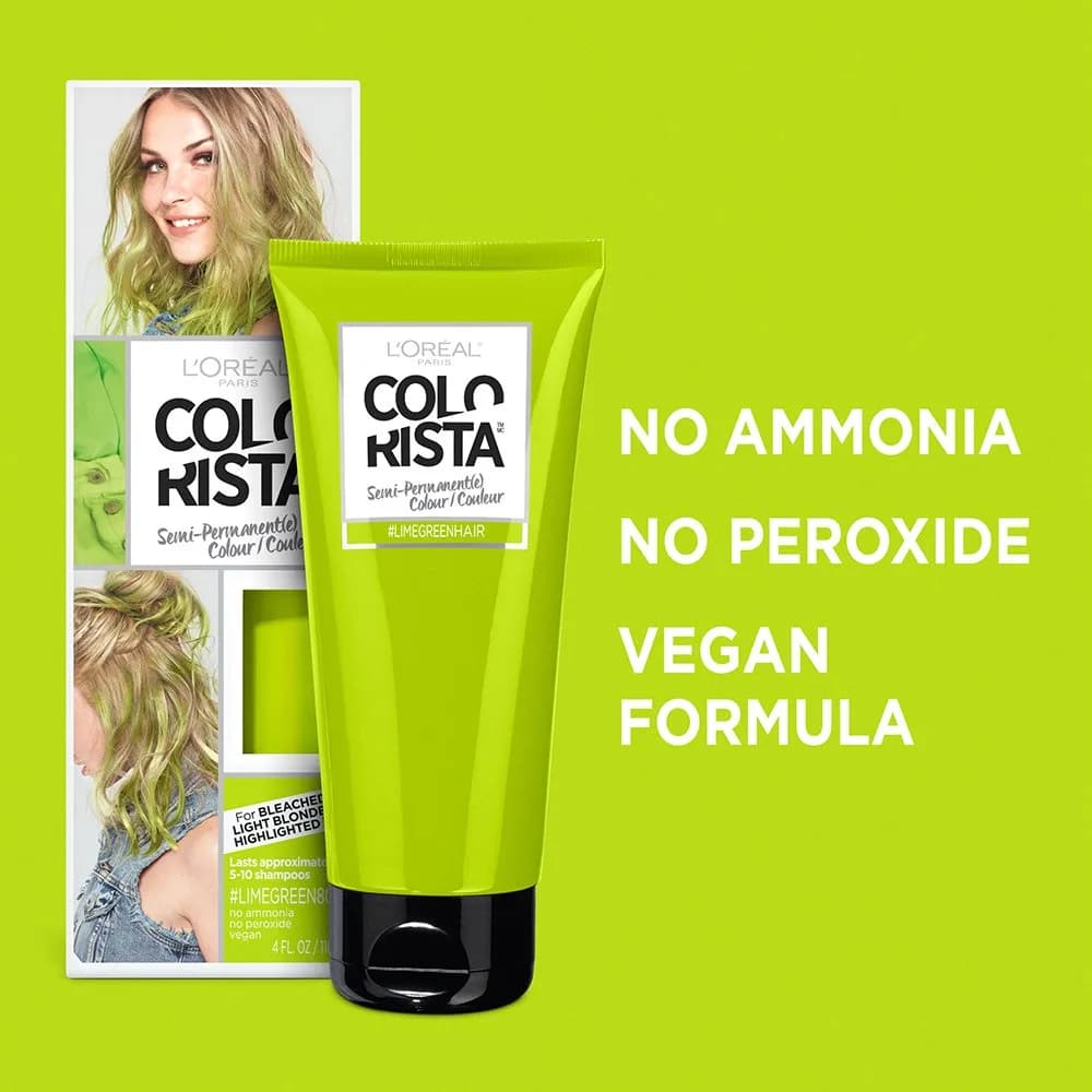 L'Oreal Paris Colorista Semi-Permanent Hair Color - Lime Green for Light Blonde or Bleached Hair - view 4