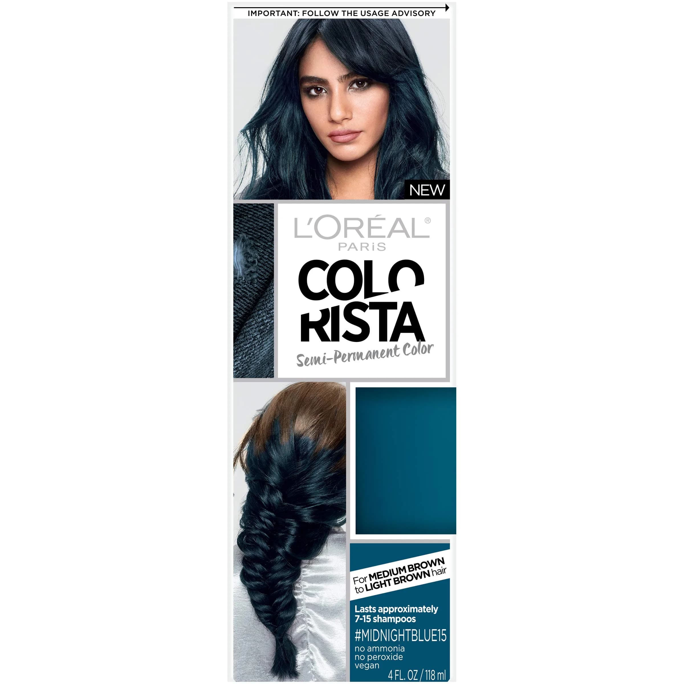 L'Oreal Paris Colorista Semi-Permanent Hair Color - Midnight Blue for Brunette Hair - main product image