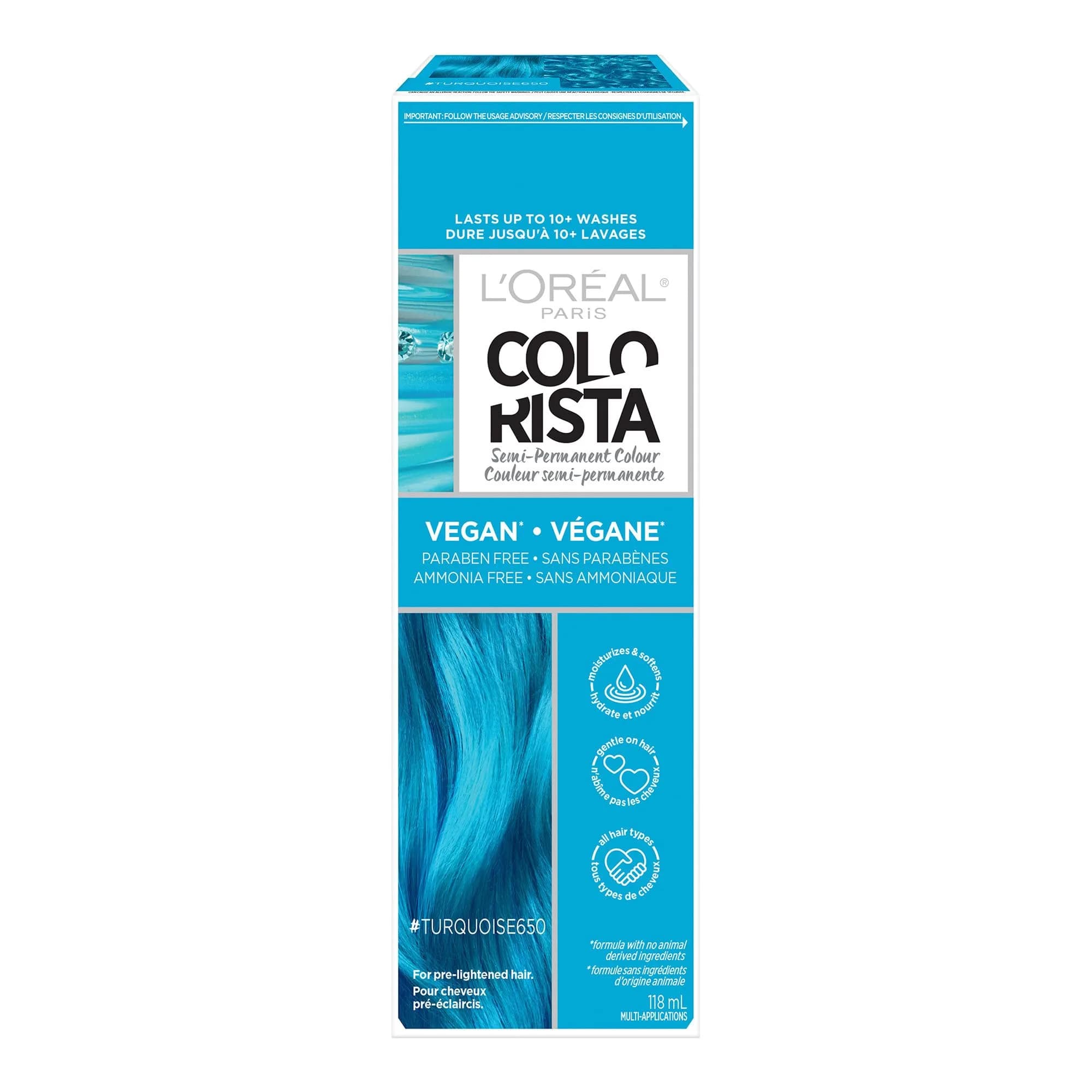 L'Oreal Paris Colorista Semi Permanent Hair Color - Turquoise | For Bleached or Blonde Hair - main product image