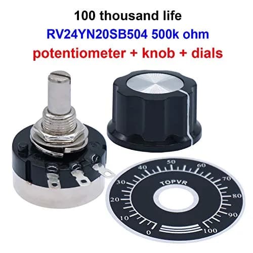Taiss RV24YN20S 500K Ohm Rotary Potentiometer 6mm Shaft | Single Turn Carbon Film for Speed Control thumbnail 2