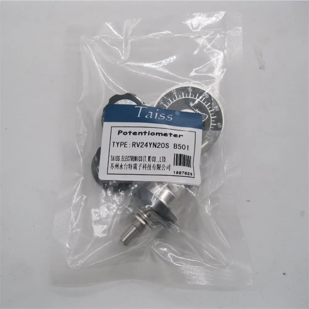 Taiss RV24YN20S Potentiometer 500 ohm Single Turn Carbon Film Rotary Taper Potentiometer with Knob and Dial (2-Pack, 6mm Shaft) - view 7