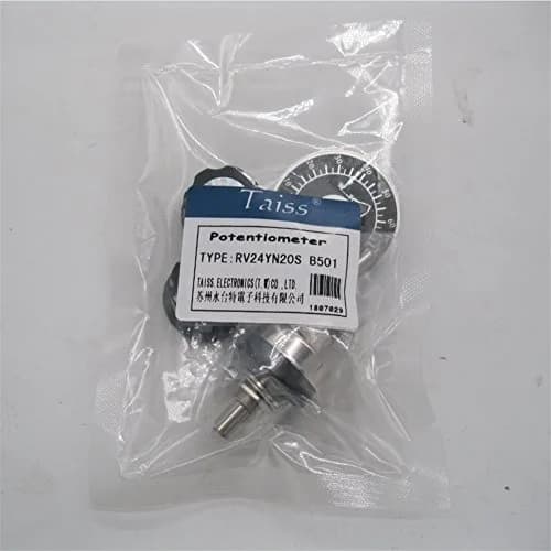 Taiss RV24YN20S Potentiometer 500 ohm Single Turn Carbon Film Rotary Taper Potentiometer with Knob and Dial (2-Pack, 6mm Shaft) thumbnail 7
