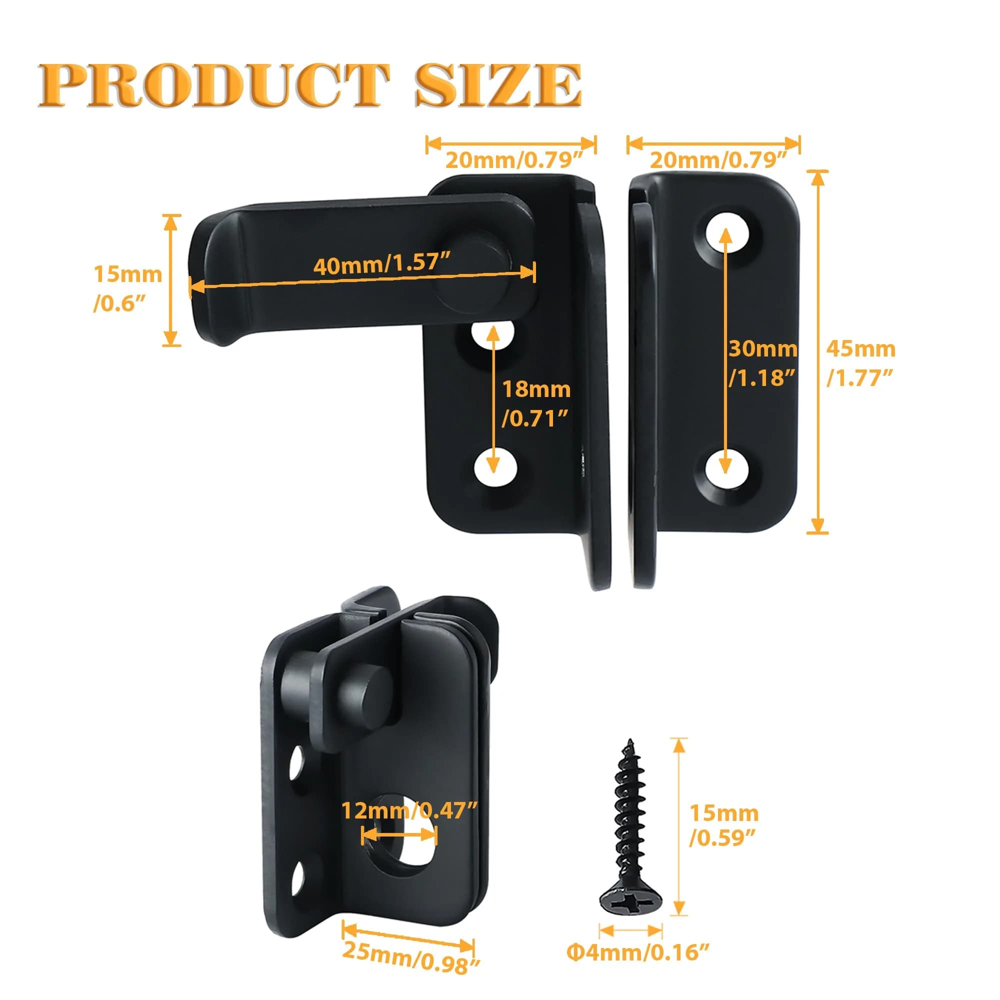Alise Matte Black Stainless Steel Flip Latch Gate Lock, Small Size | Padlock Compatible Security