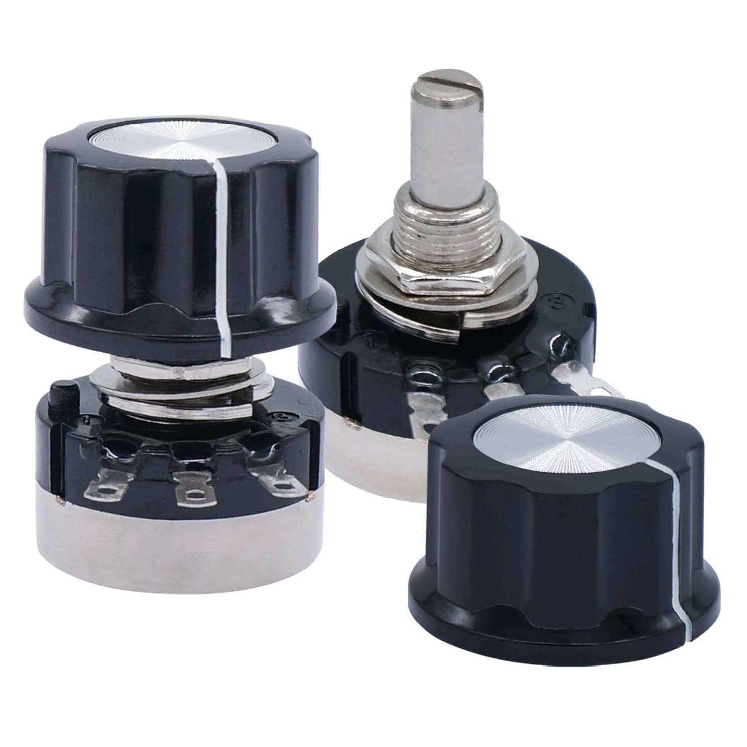 Taiss 2pcs RV24YN20S 10K Potentiometer Carbon Film Rotary Single-Turn 6x10mm | 10k Ohm Resistance — B103 10K ohm