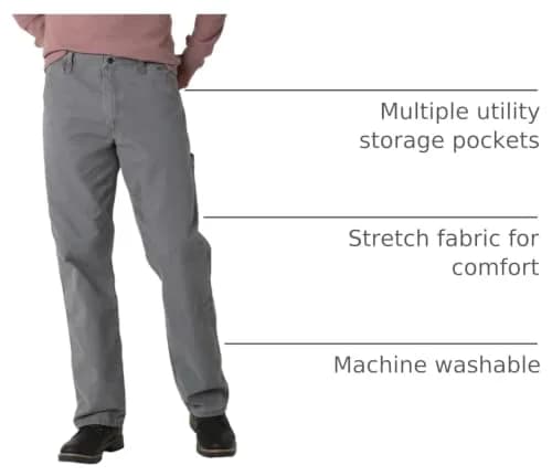 Wrangler Authentics Men's Classic Carpenter Jean, Rock Gray, 40W x 34L | Durable Work & Casual Style thumbnail 4