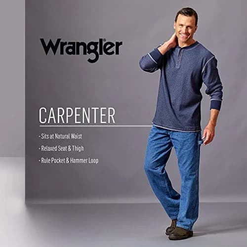 Wrangler Authentics Men's Classic Carpenter Jean, Rock Gray, 40W x 34L | Durable Work & Casual Style thumbnail 5