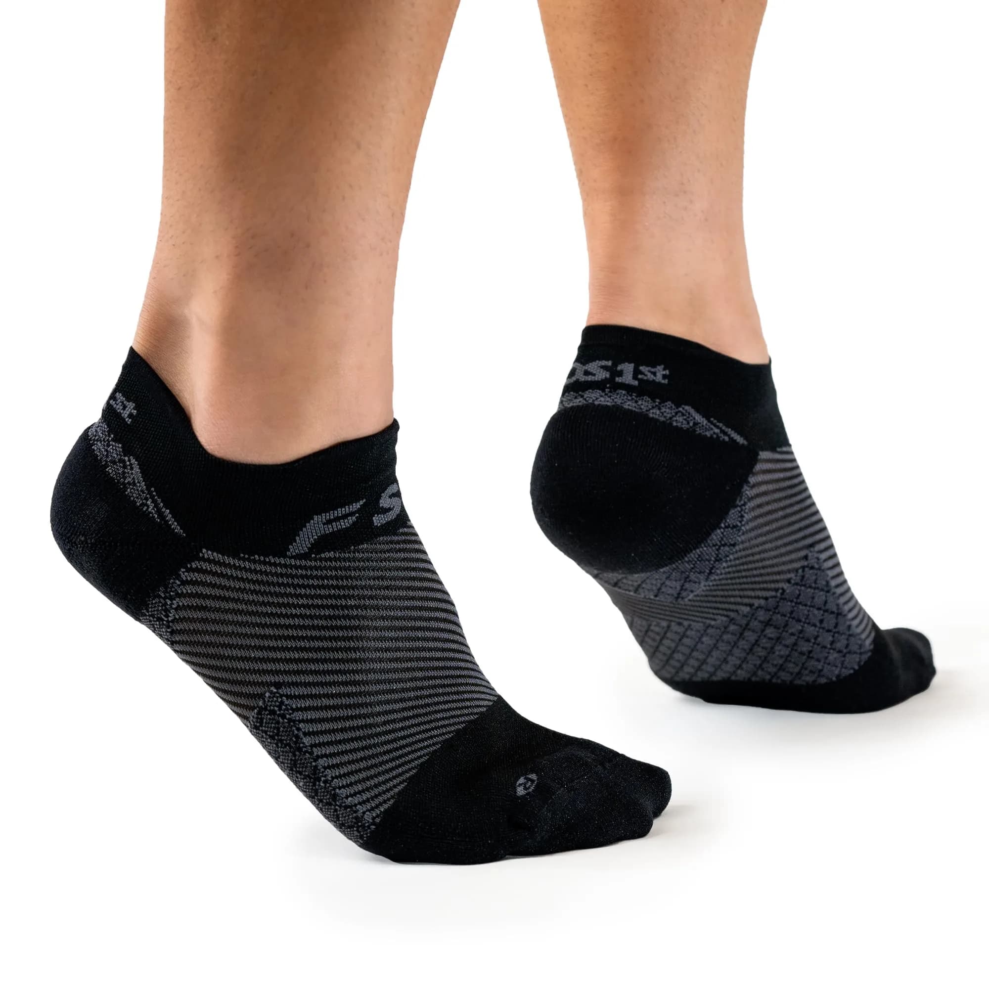 OrthoSleeve FS4 Plantar Fasciitis Compression Socks Large Black No-Show | Medical Grade Support for Foot Health — Black No-Show