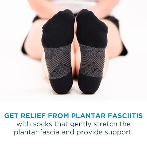 OrthoSleeve FS4 Plantar Fasciitis Compression Socks Large Black No-Show | Medical Grade Support for Foot Health thumbnail 5