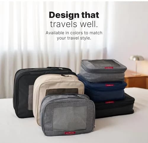 LeanTravel Premium Compression Packing Cubes for Travel - Suitcase Organizer Bags with Double Zipper & Breathable Mesh Panel - Space Saving Carry On Luggage Essentials (6-Pack, Grey) thumbnail 9