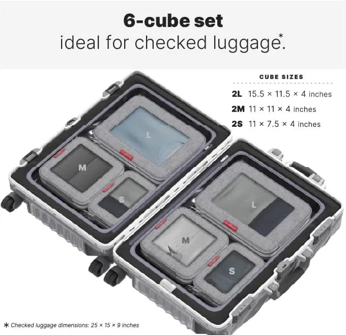 LeanTravel Premium Compression Packing Cubes for Travel - Suitcase Organizer Bags with Double Zipper & Breathable Mesh Panel - Space Saving Carry On Luggage Essentials (6-Pack, Grey) thumbnail 2